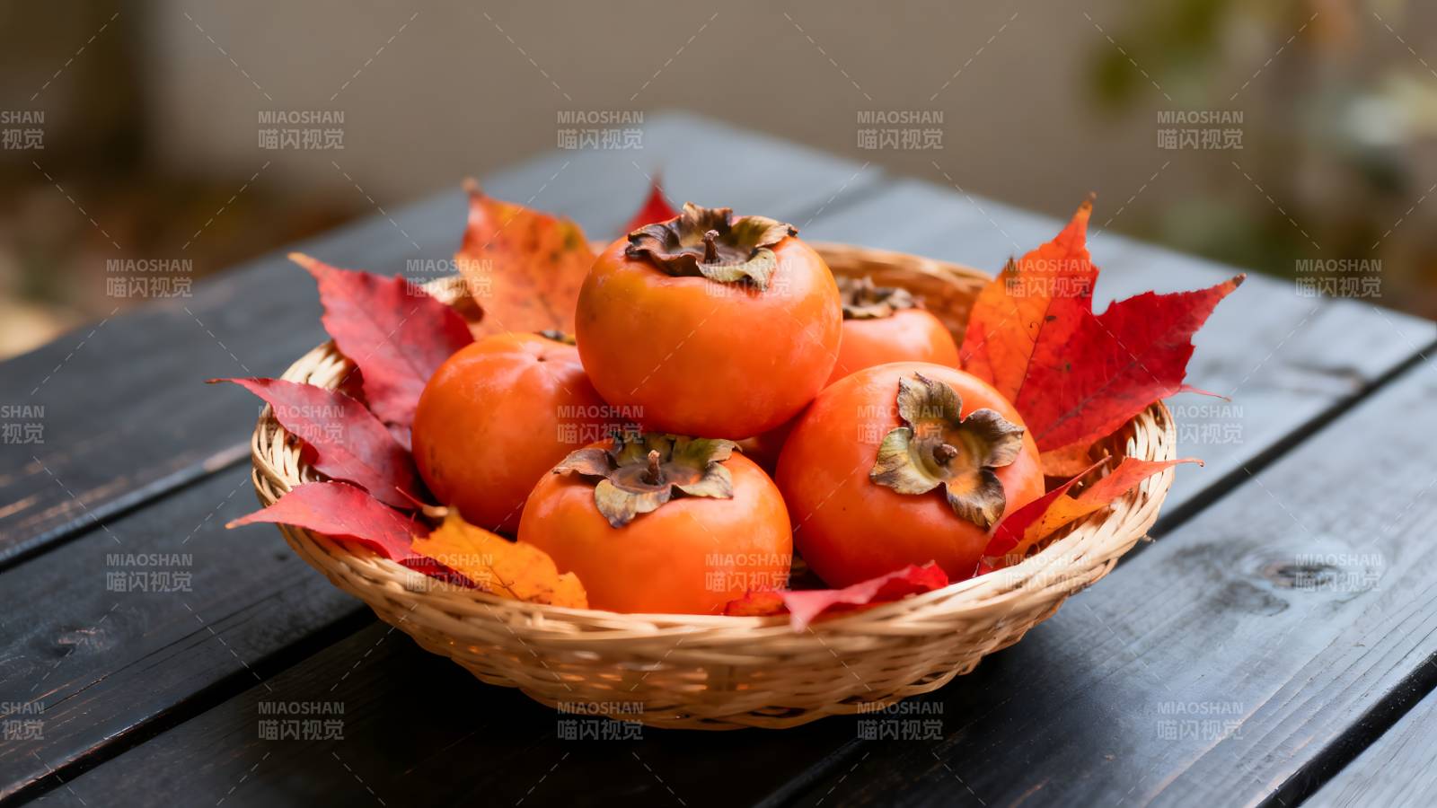 秋日柿子静物图片