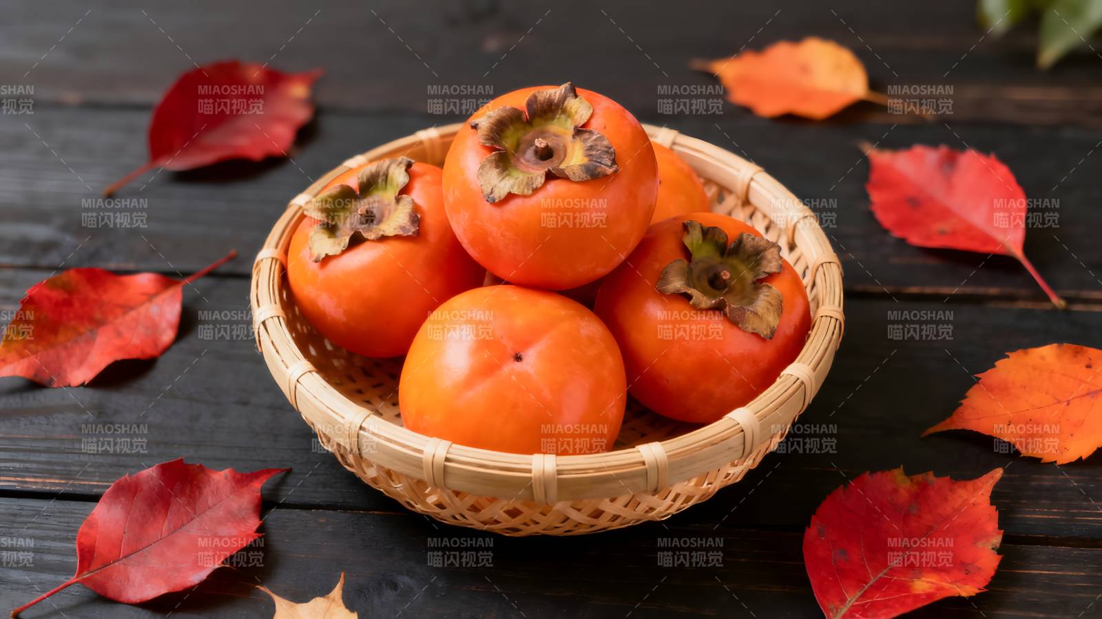 秋日柿子静物图图片