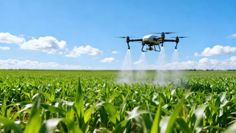 无人机喷洒农田图片