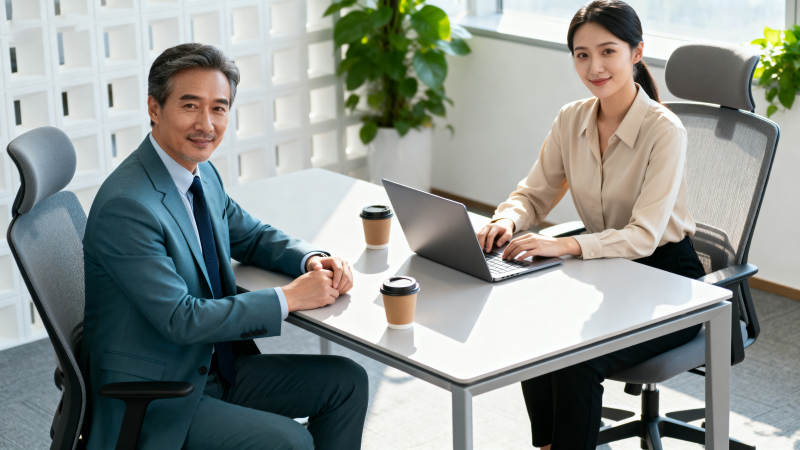 职场双人办公场景图片