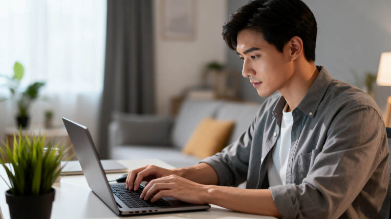 专注工作中的青年图片