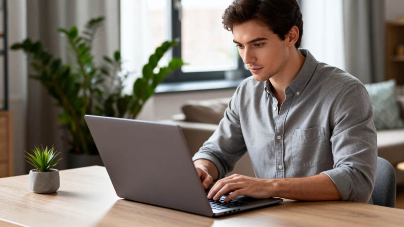 专注工作中的青年图片