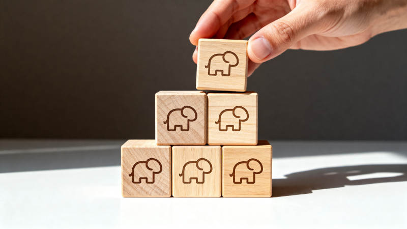 木块堆叠大象图案图片