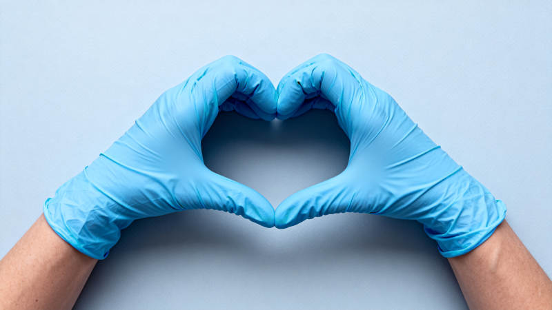 手套爱心手势图片