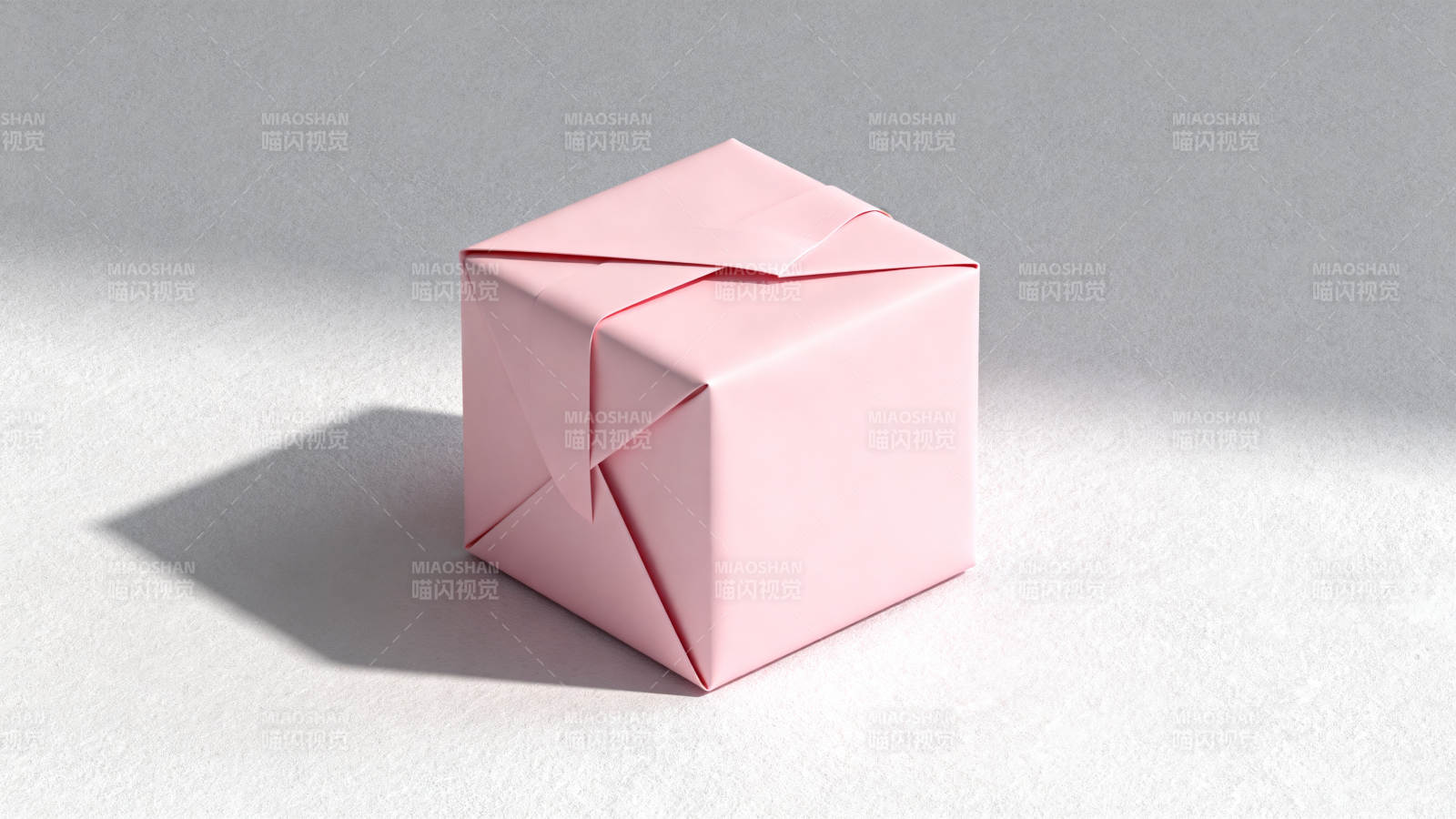 粉色折纸立方体图片