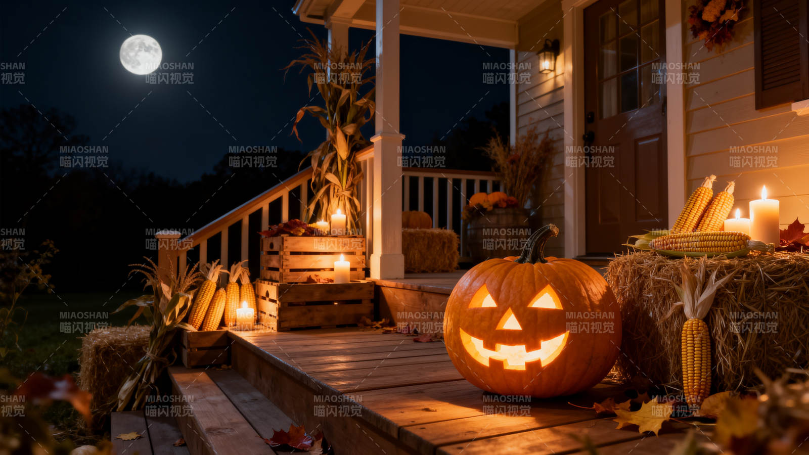 月夜南瓜灯图片