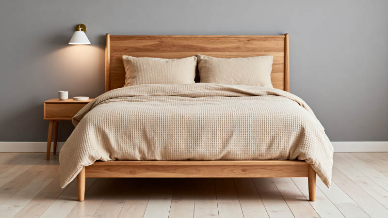 简约木质床品展示图片