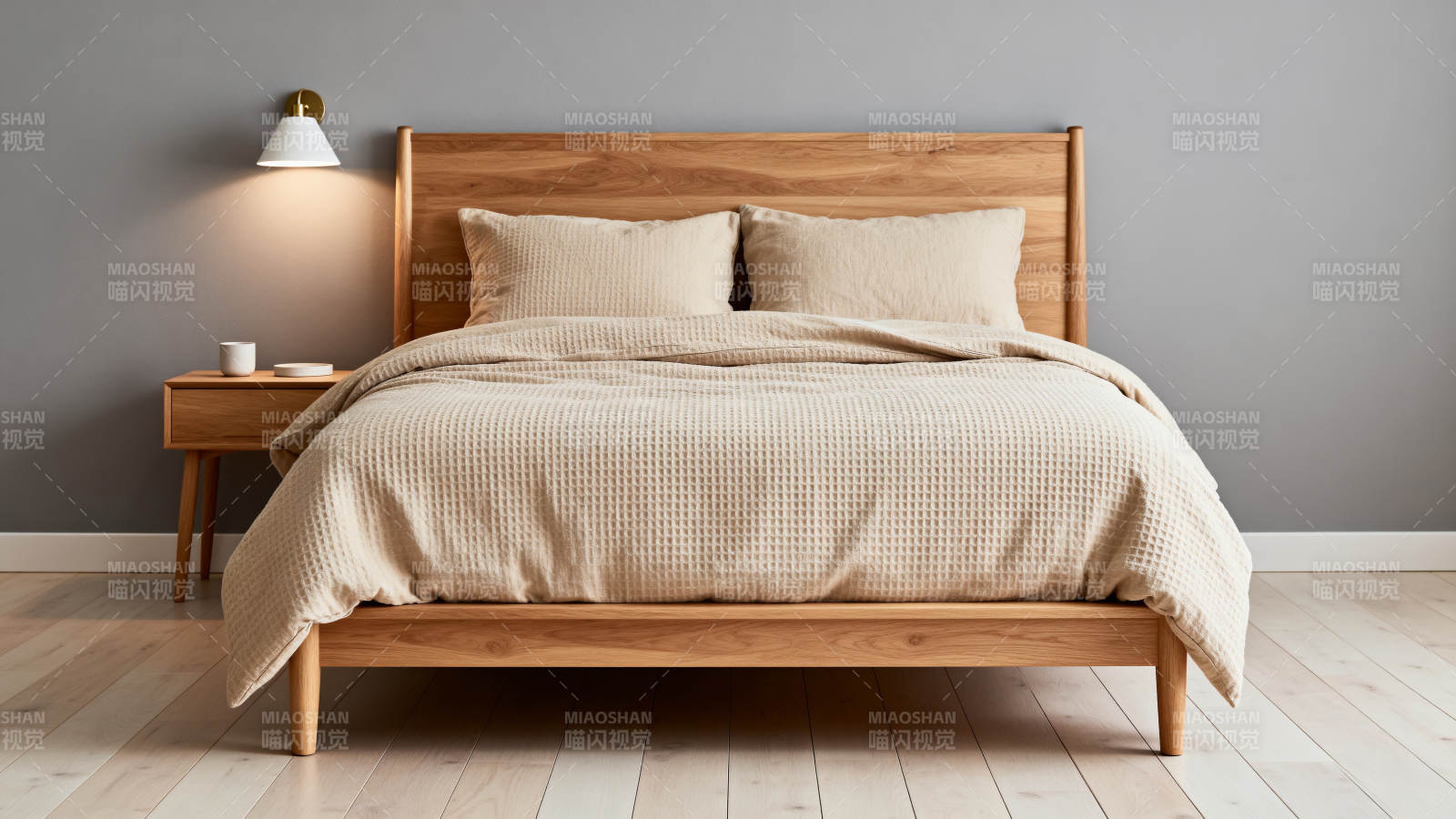 简约木质床品展示图片