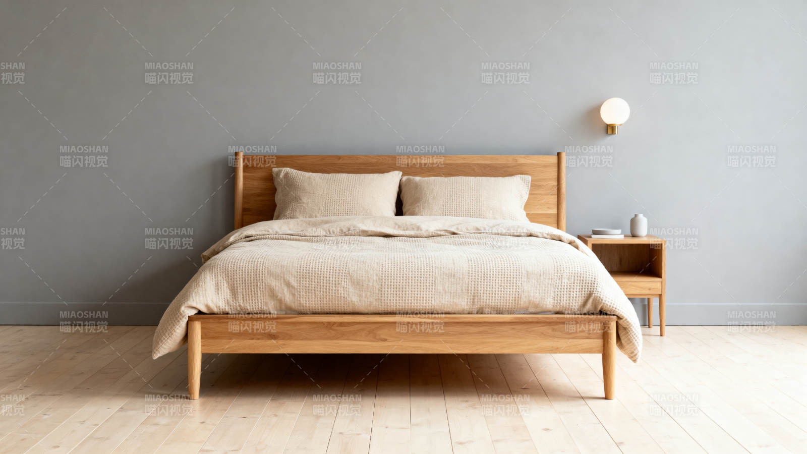 简约木质床景图片