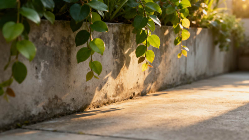 绿植墙边光影图片