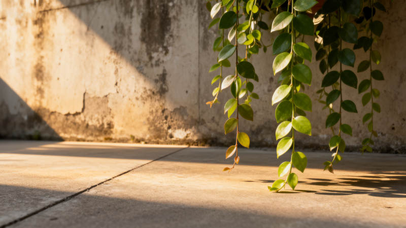 绿叶垂墙影图片