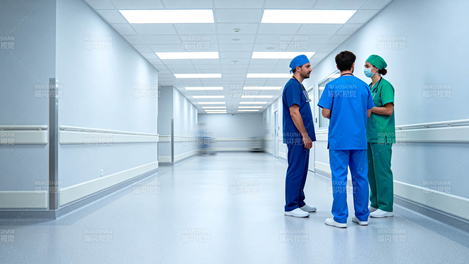 医院走廊医护交流图片