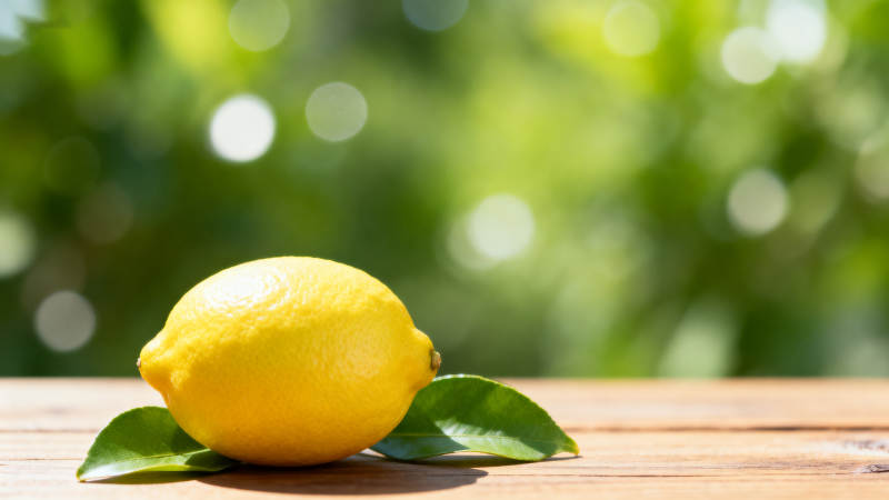 柠檬静置木桌图片