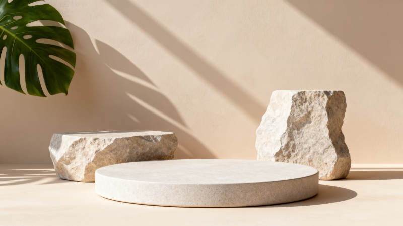 自然石台静谧光影图片