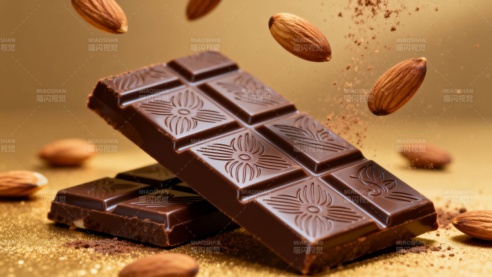 巧克力与杏仁飞舞图片