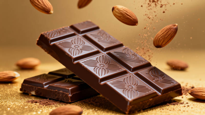 巧克力与杏仁飞舞图片