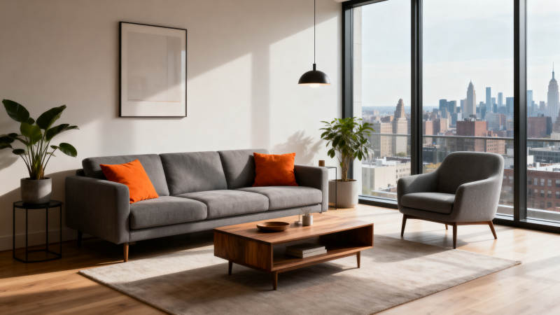 现代客厅全景窗图片