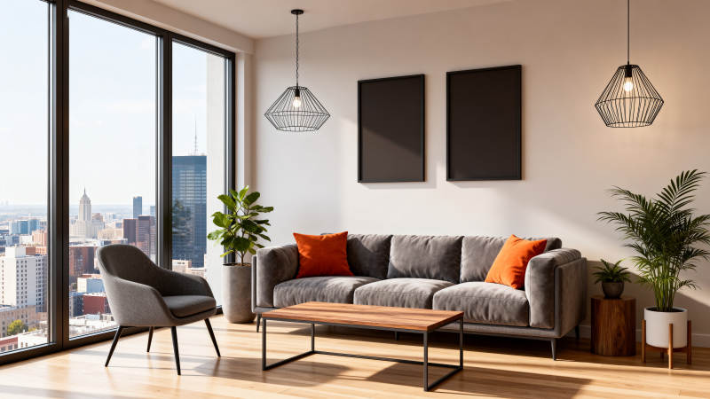 现代客厅城市景观图片