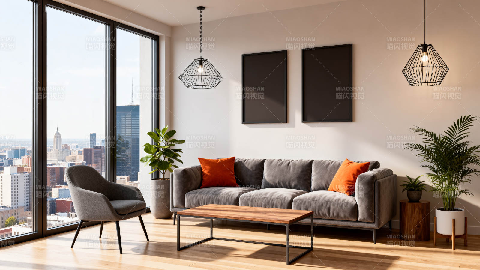 现代客厅城市景观图片