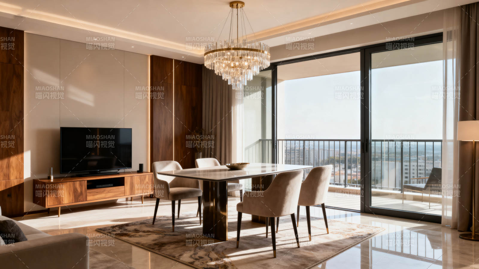 现代豪华客厅餐厅图片