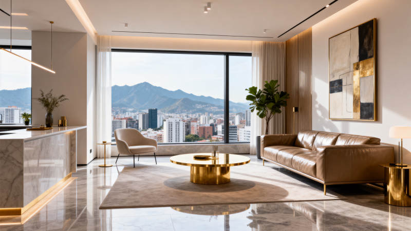 现代客厅全景窗图片