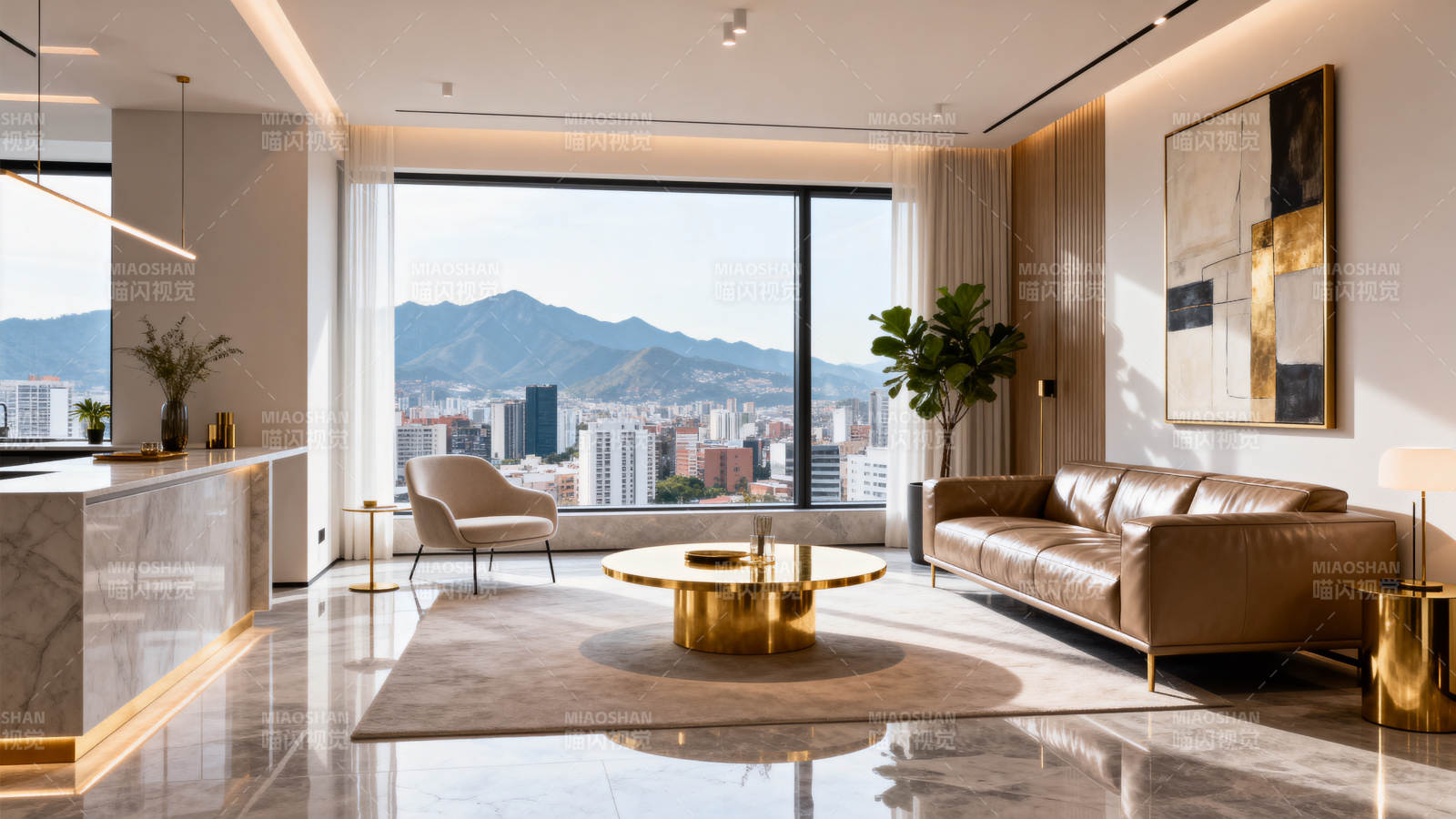 现代客厅全景窗图片