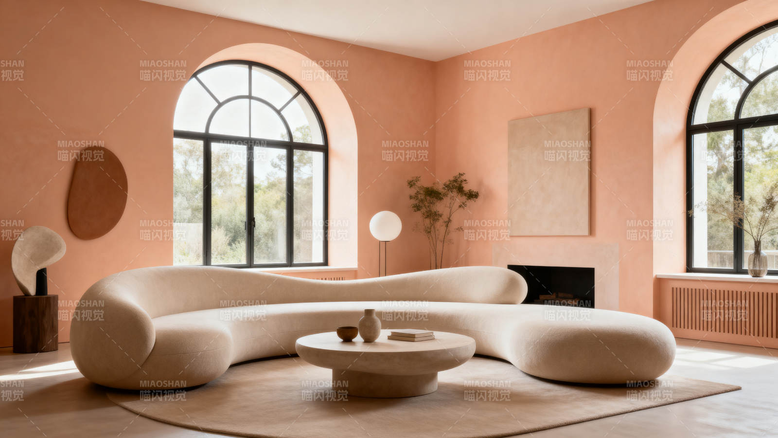 粉色客厅现代设计图片