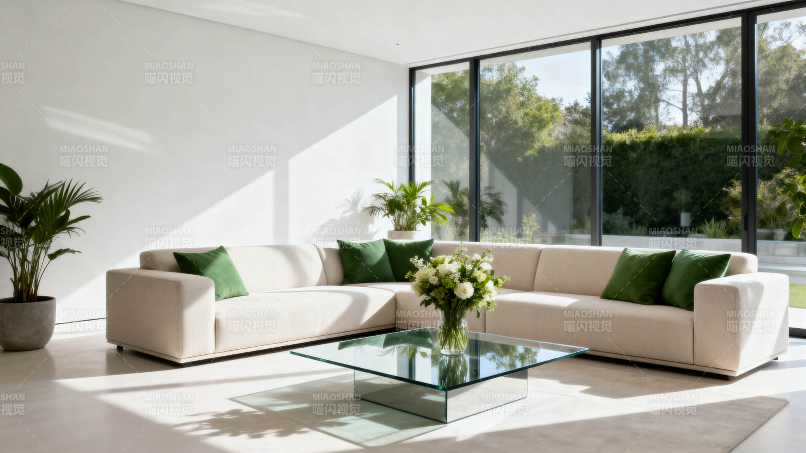 现代客厅绿植点缀图片