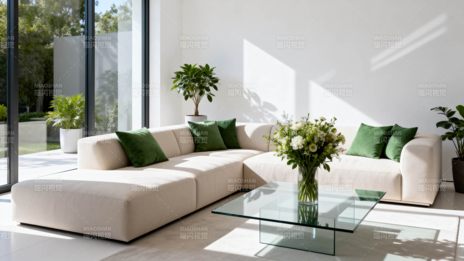 现代客厅绿意盎然图片