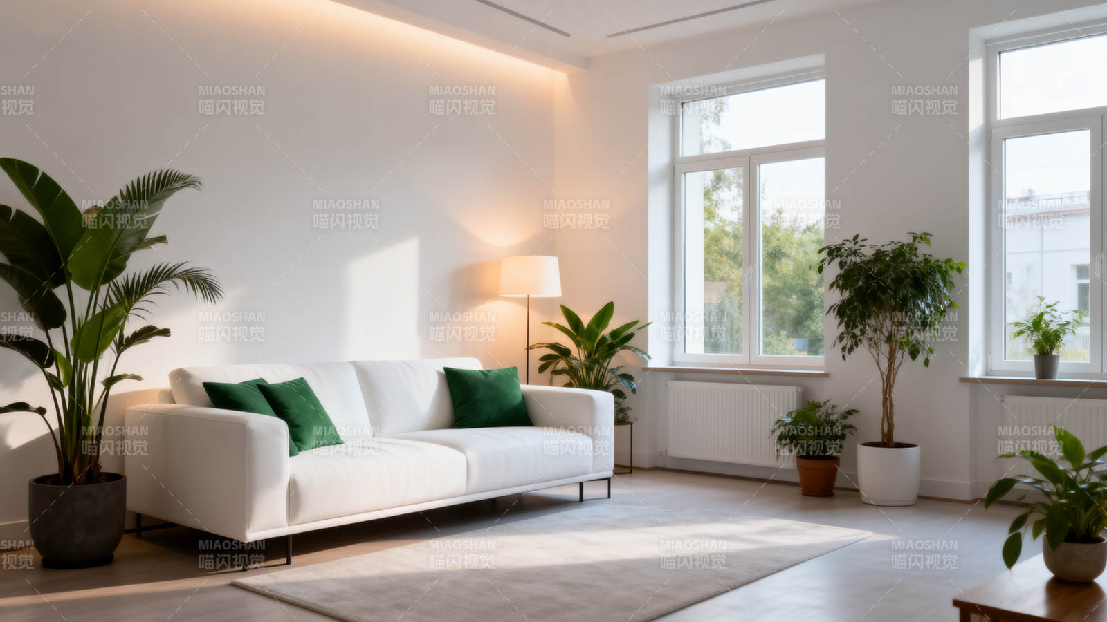 现代简约客厅绿植点缀图片