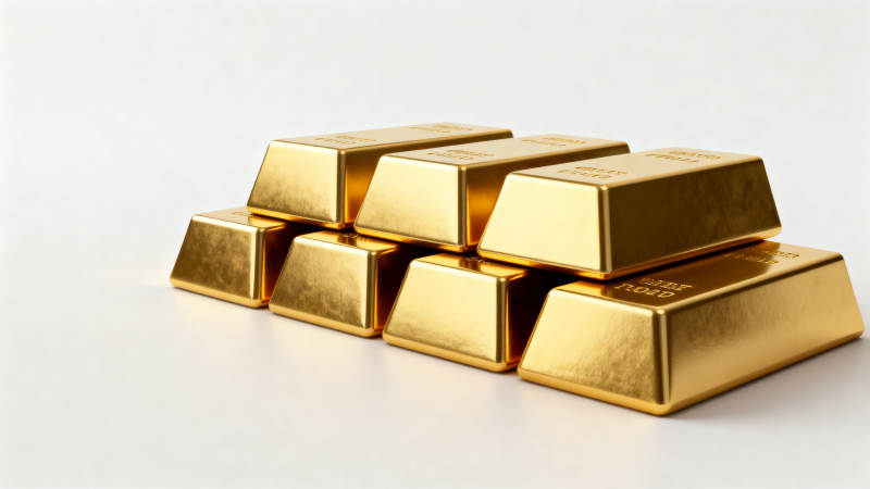 金条堆叠闪耀光芒图片