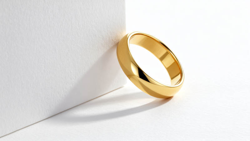 金色婚戒静置角落图片