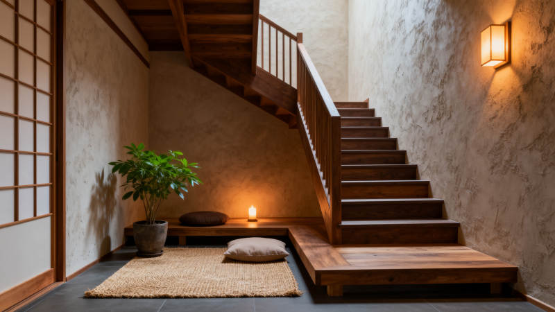 日式楼梯间静谧一角图片