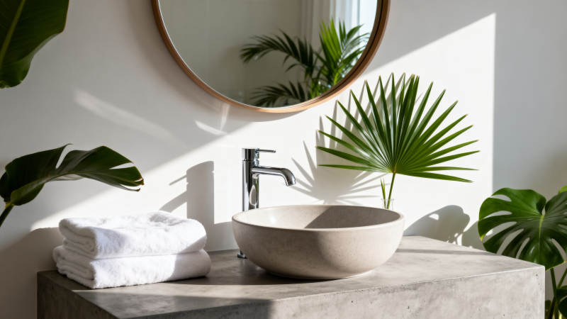 现代简约浴室绿植图片