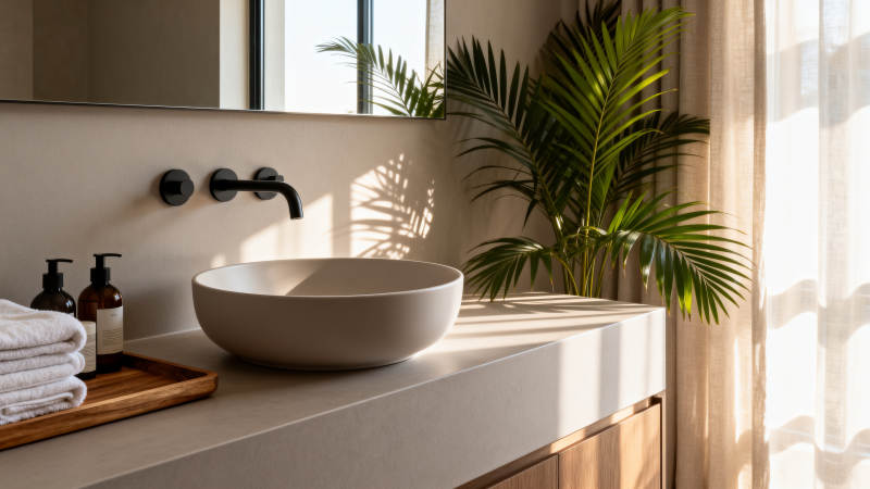 现代简约浴室一角图片