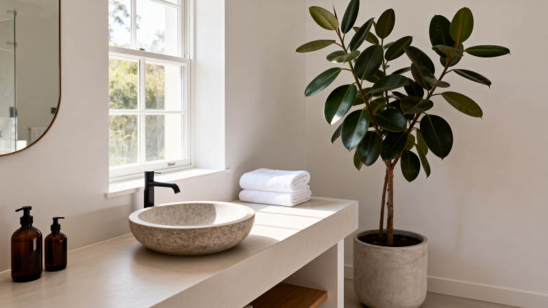 简约浴室绿植点缀图片
