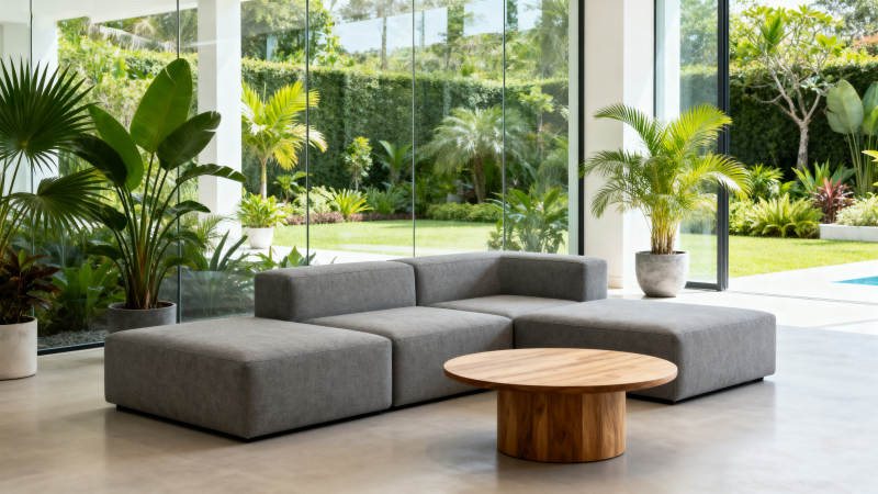 现代客厅绿植环绕图片