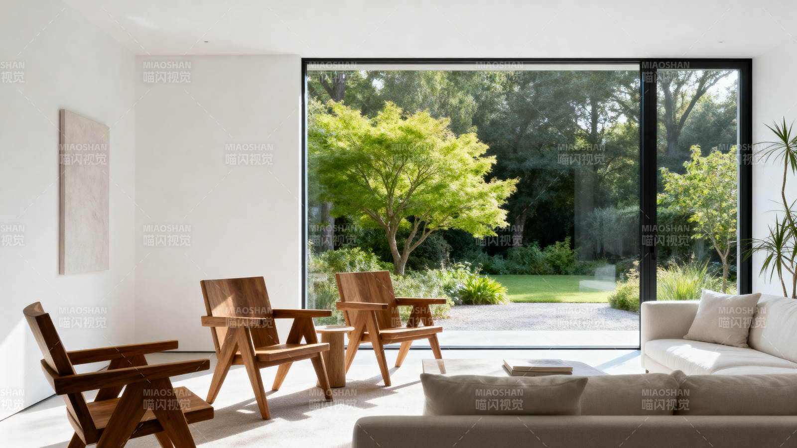 现代客厅 绿意盎然图片