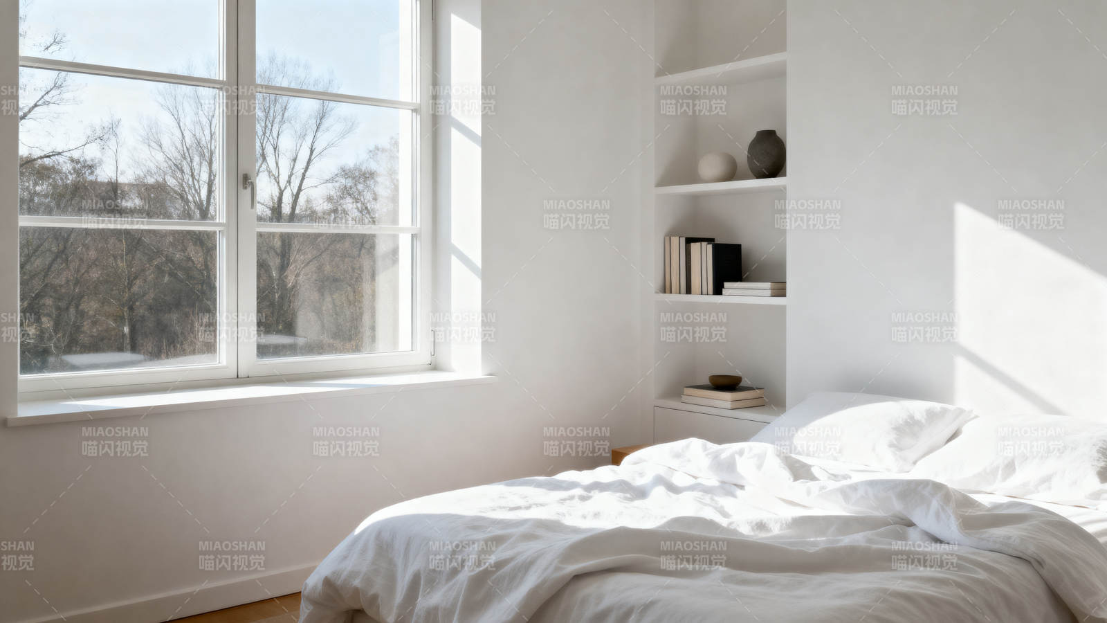 明亮简约卧室一角图片