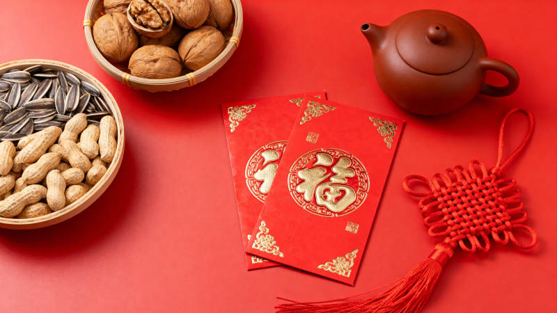 新春福袋与茶点图片