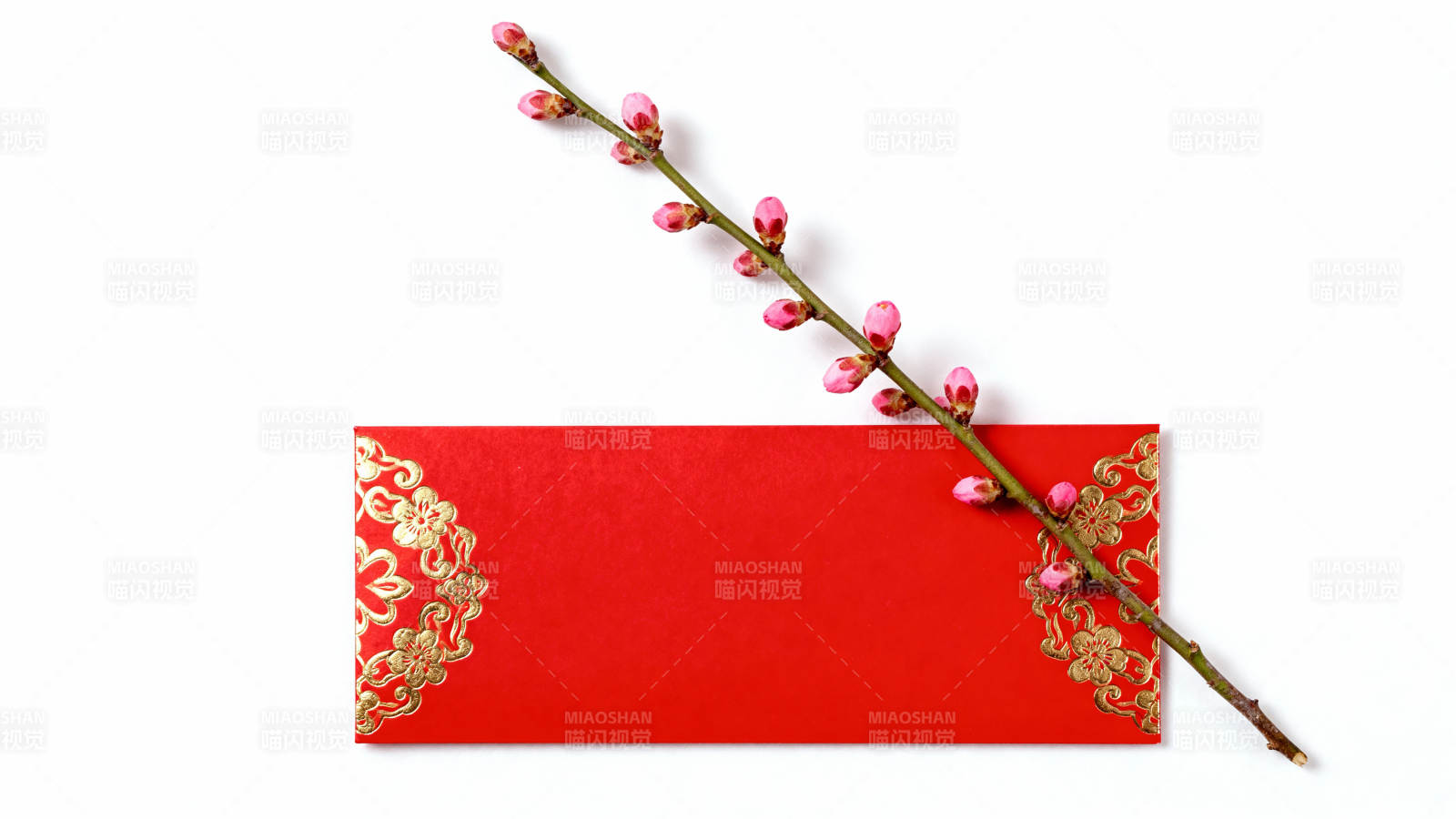 红笺梅花迎春图片