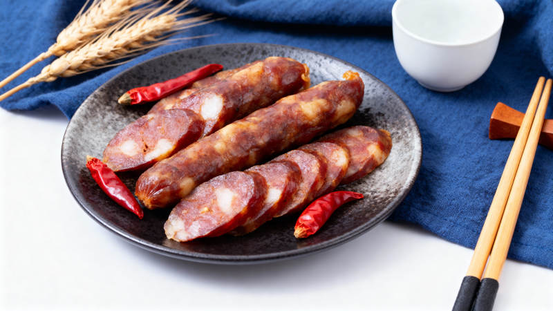 香肠配红椒摆盘图片