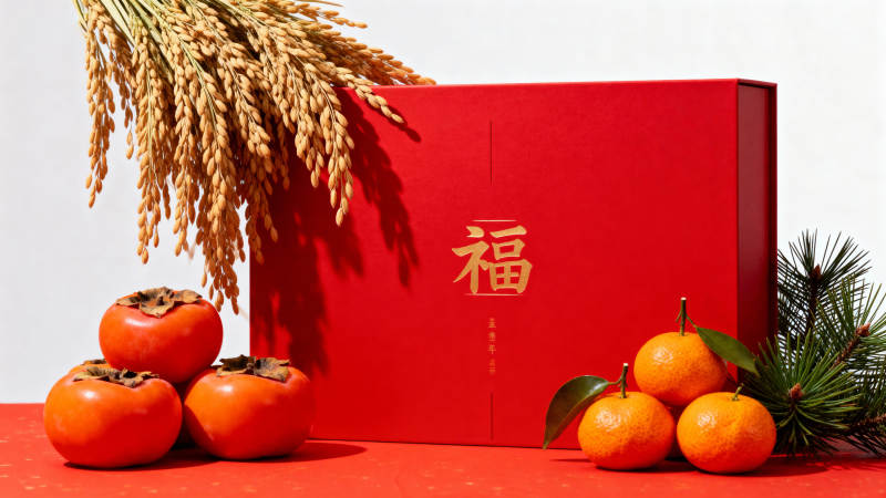 福字礼盒伴果香图片