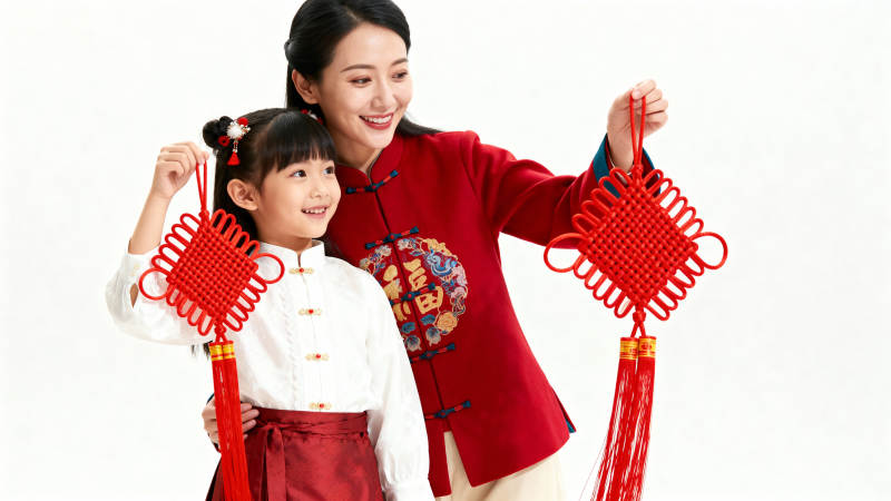 母女共庆春节图片