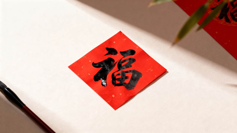 福字红纸迎新春图片