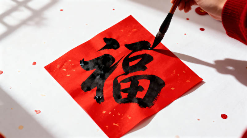 挥毫写福字图片