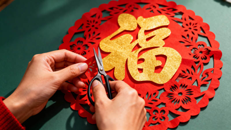 剪纸迎春福字图片