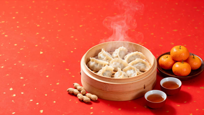 蒸饺热腾腾图片