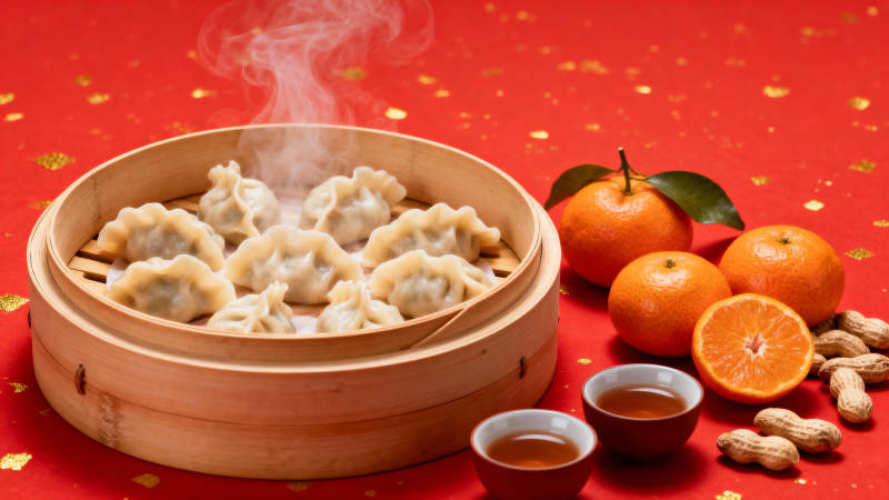 蒸饺橙香迎新春图片