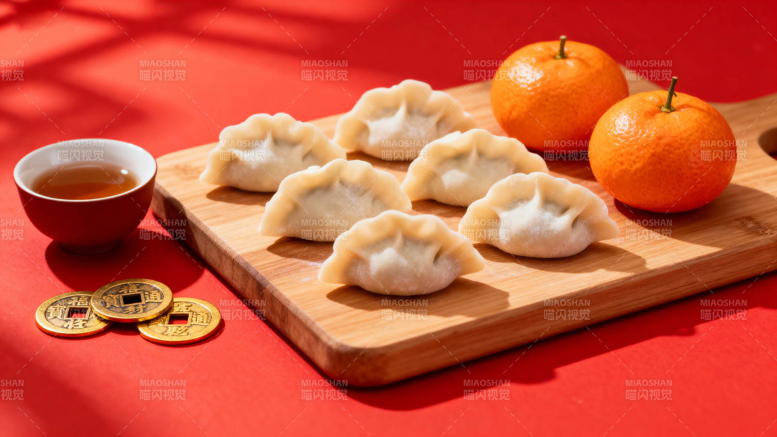 新春饺子橙茶金币图片